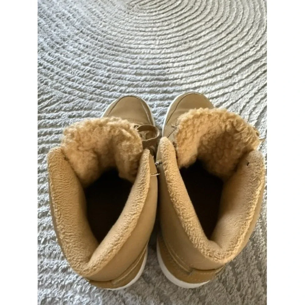 Nike Court Borough Mid Winter Wheat Tan Faux Fur High Top Sneakers Womens 7.5
